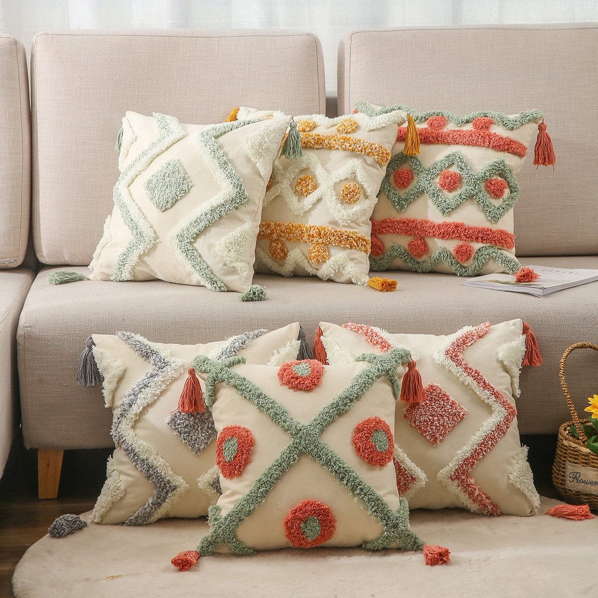 Geometric Tufted Cushion Covers