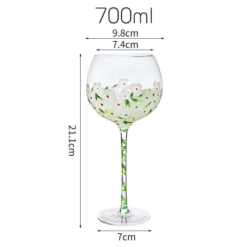 Hand Painted Floral Goblet Glass