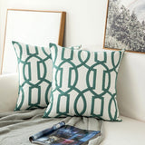 Lake Green Embroidered Cushion Covers