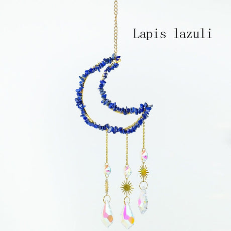Natural Crystal Moon-Shaped Suncatcher