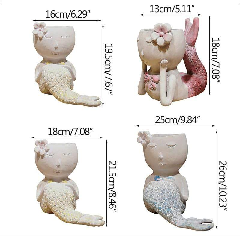 Mermaid Figurine Planter Pot