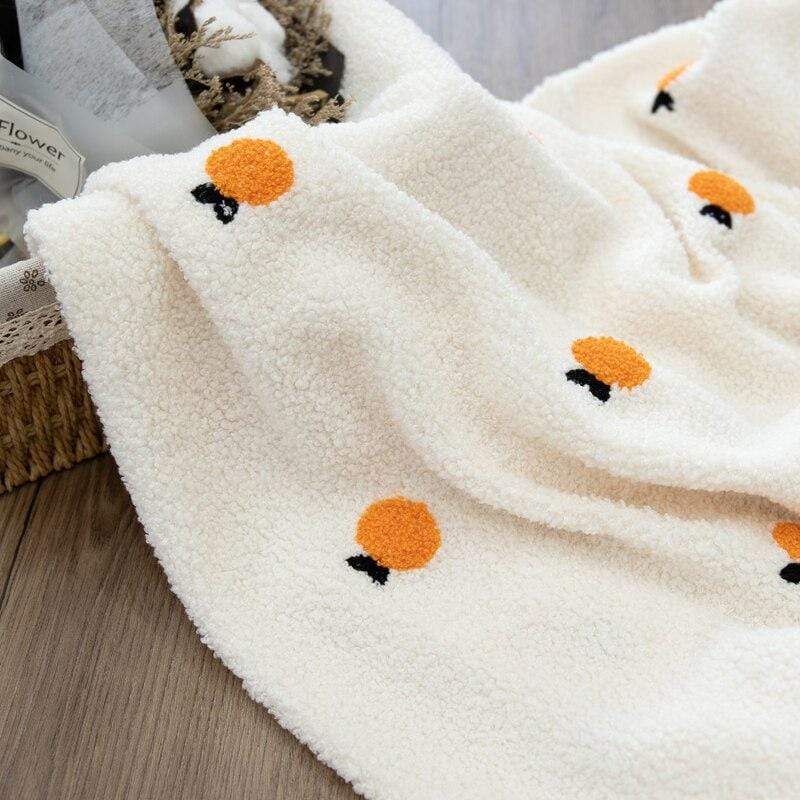 Mini Oranges Embroidered Blanket