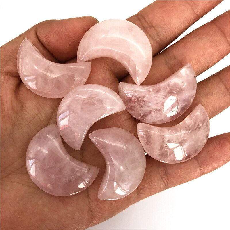 Moon Shaped Pink Quartz Crystal