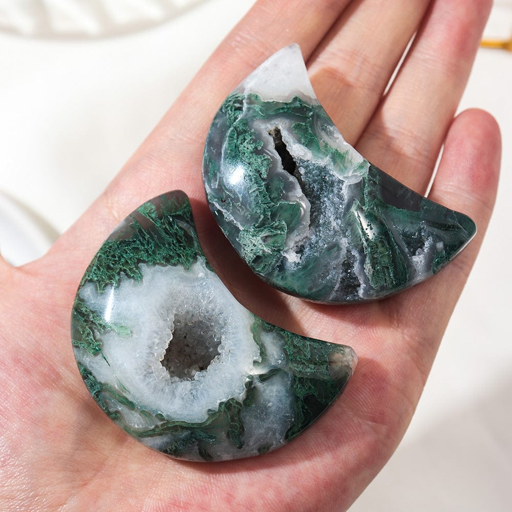 Moss Agate Crescent Moon Crystal