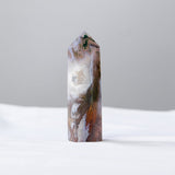 Moss Agate Point Tower Crystal