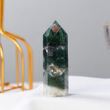 Moss Agate Point Tower Crystal