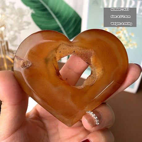 Natural Carnelian Stone Heart Carving