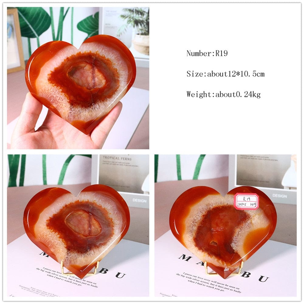 Natural Carnelian Stone Heart Carving