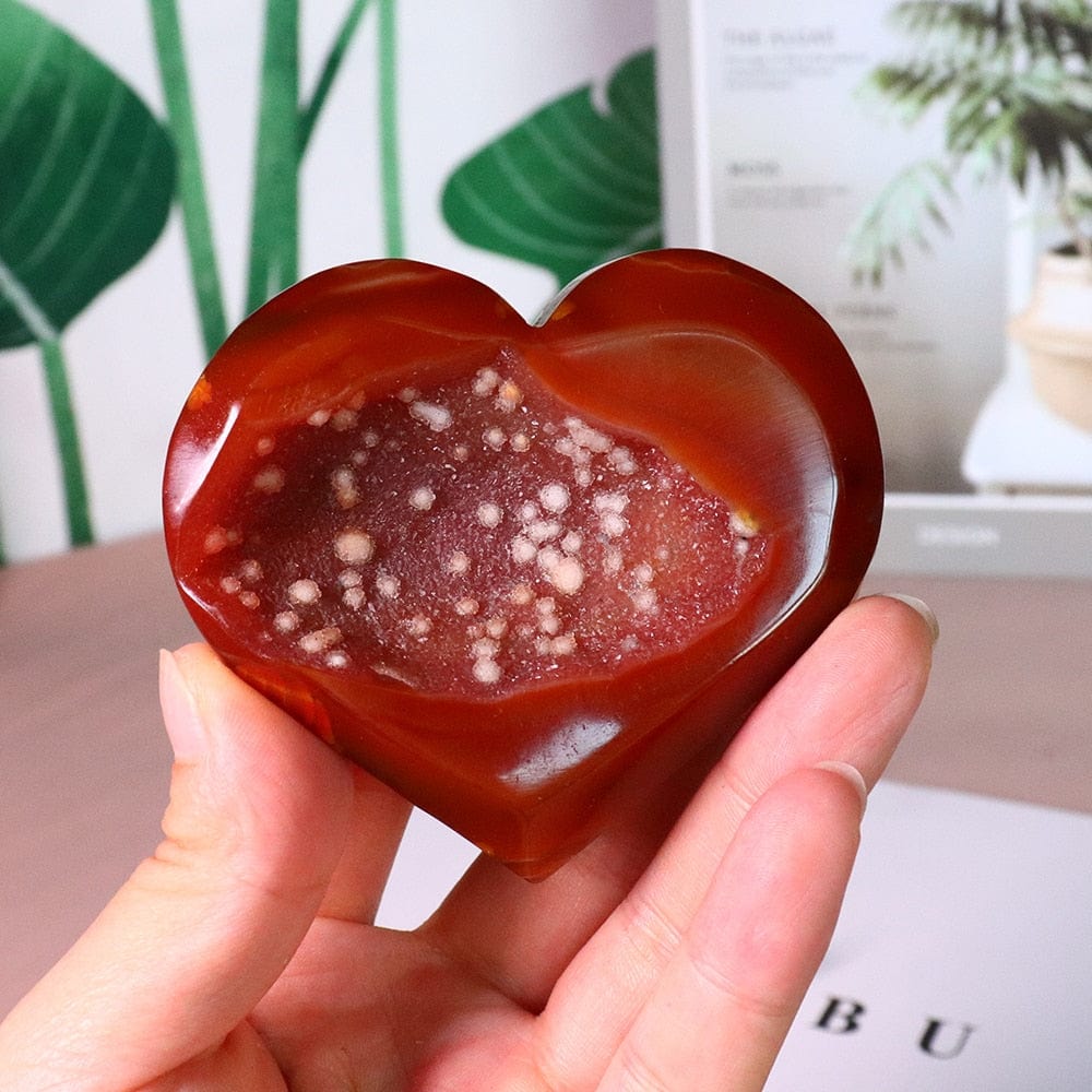 Natural Carnelian Stone Heart Carving