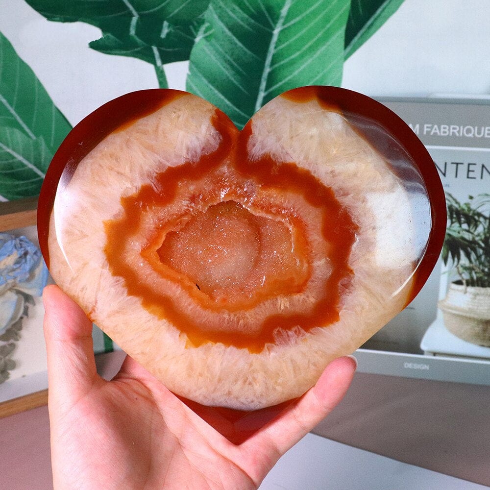 Natural Carnelian Stone Heart Carving