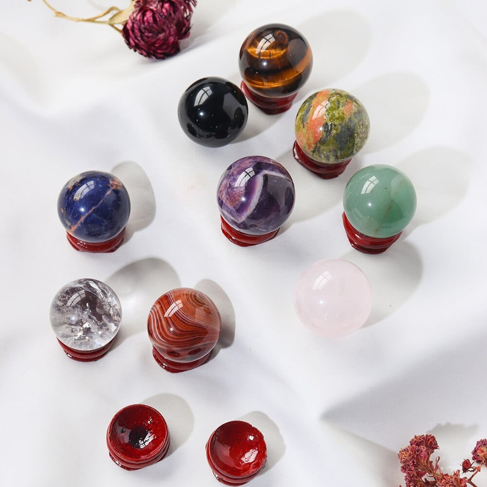 Natural Crystal Ball Gift Box Set