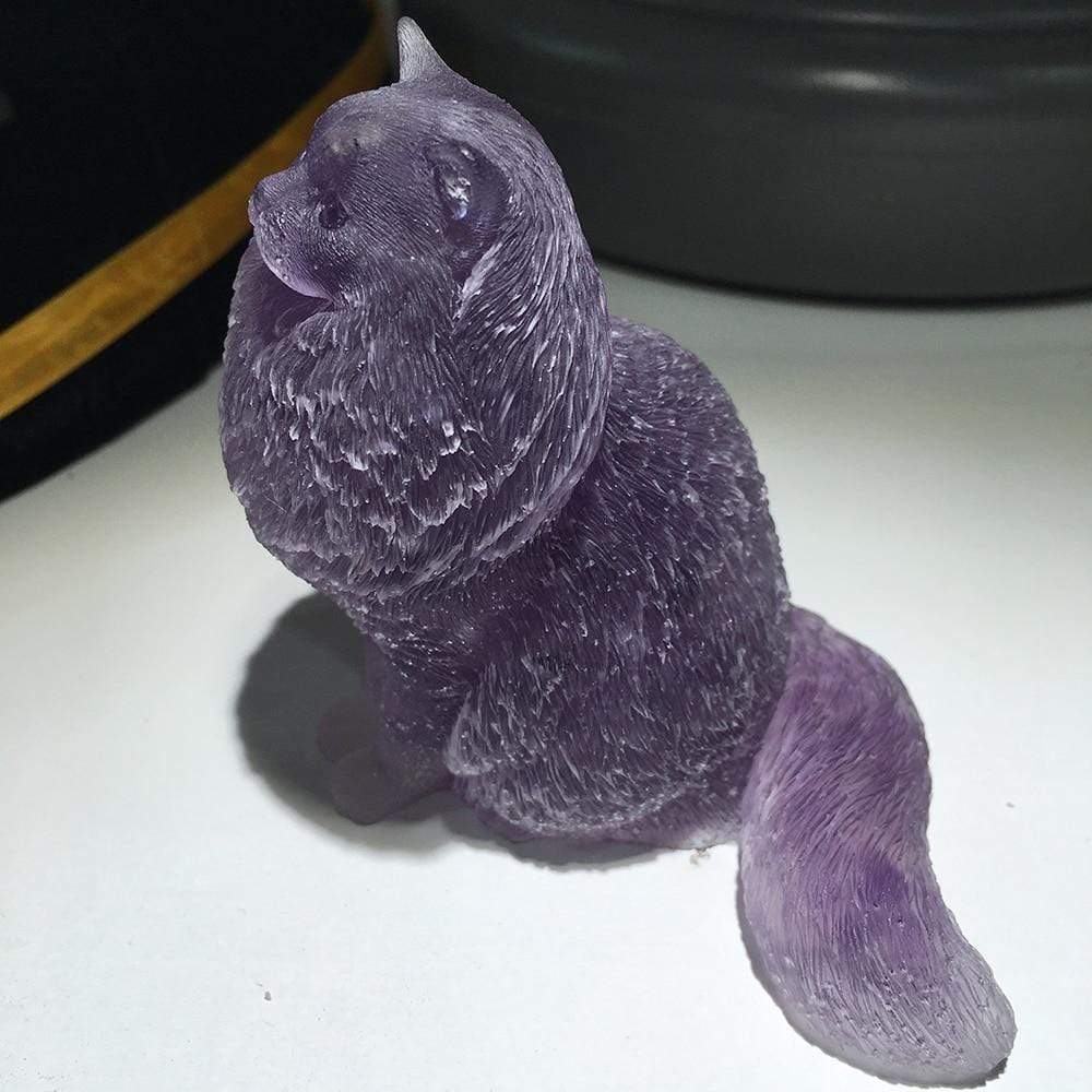Natural Crystal Lady Cat Carving