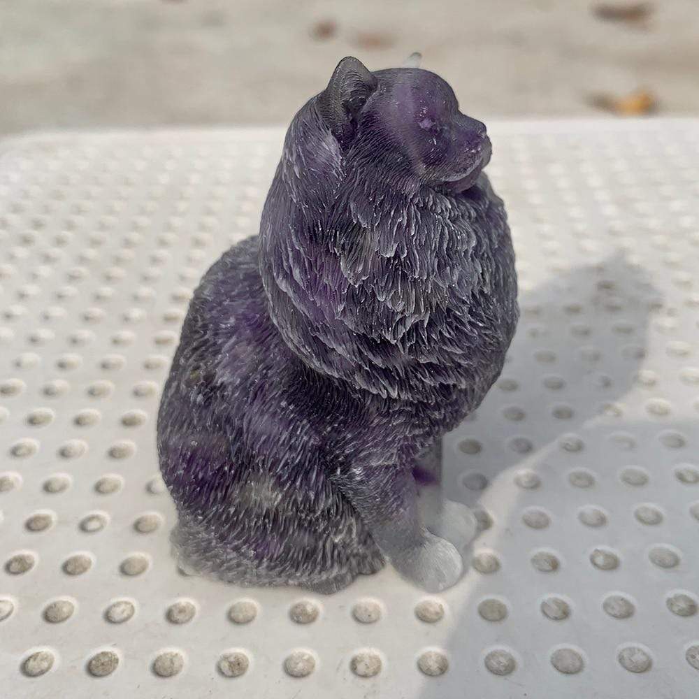 Natural Crystal Lady Cat Carving