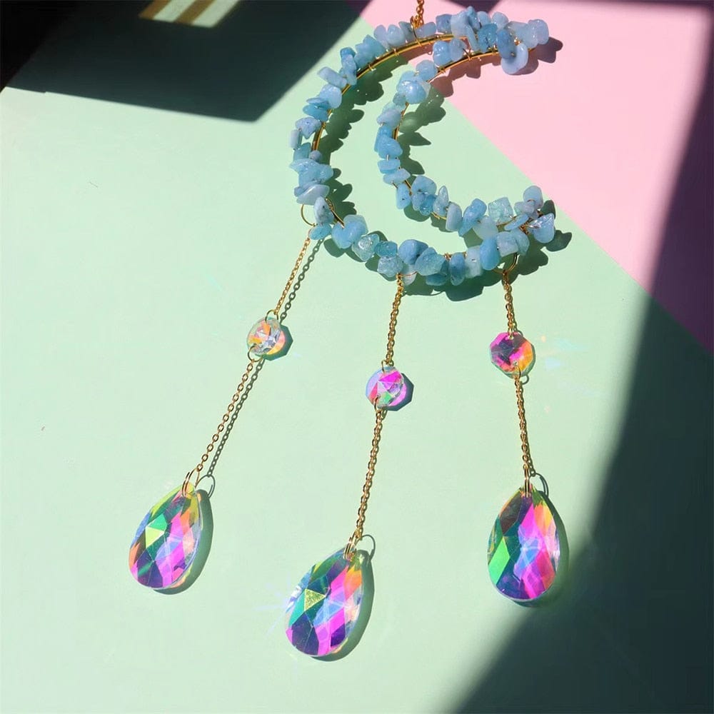 Natural Crystal Moon-Shaped Suncatcher