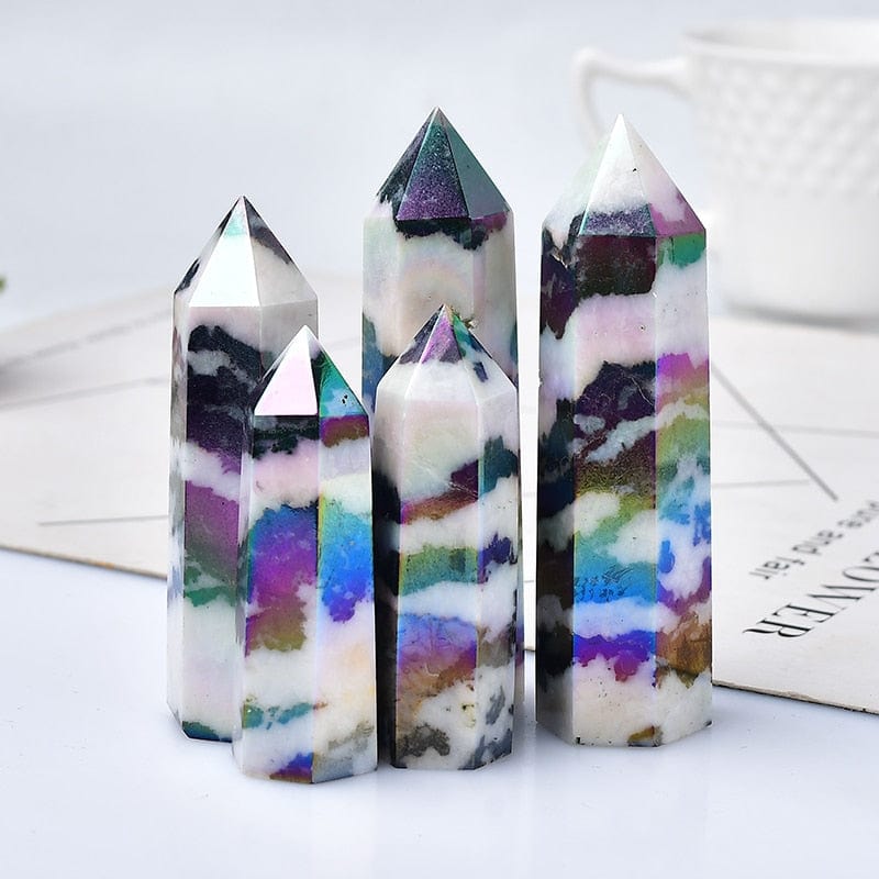 Natural Titanium Aura Crystal Tower