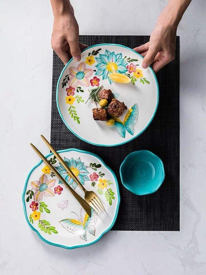 Nordic Style Floral Plates Set