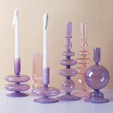 Purple and Pink Glass Candle Holders