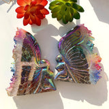 Rainbow Aura Quartz Butterfly Carving