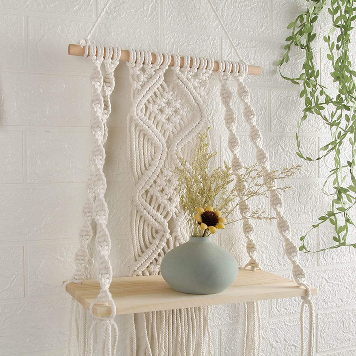 Ria Macrame Tapestry Wall Hanging Shelf