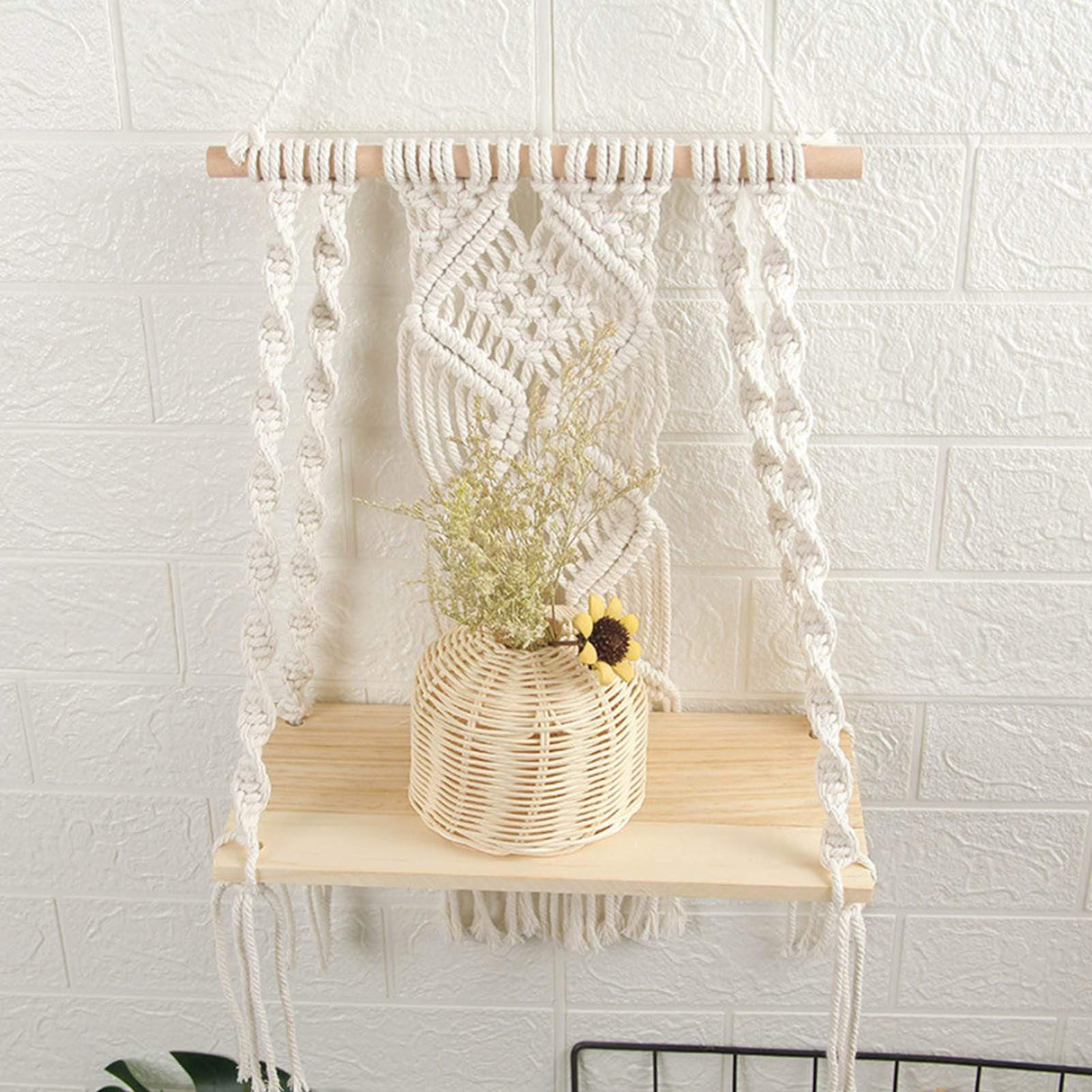 Ria Macrame Tapestry Wall Hanging Shelf