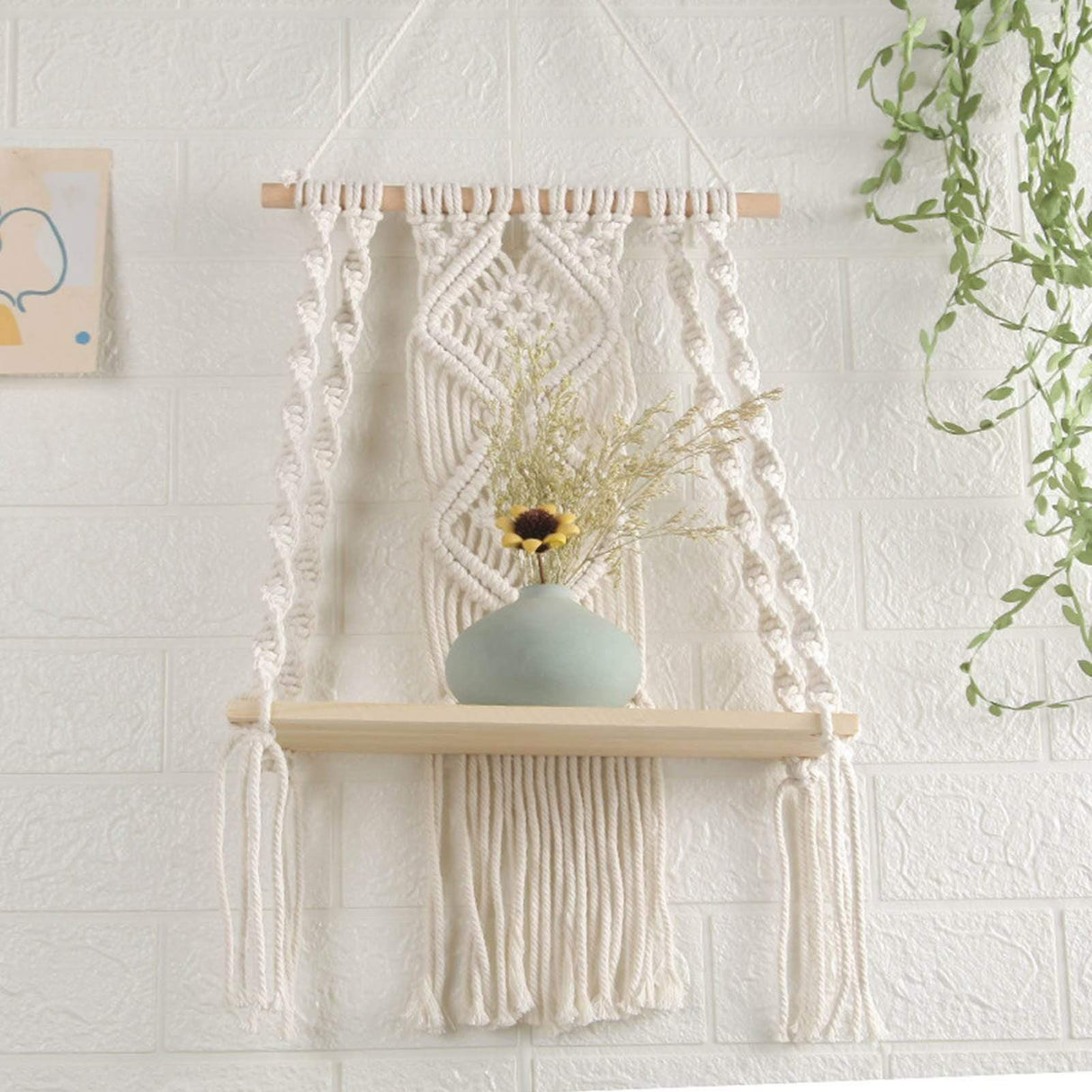 Ria Macrame Tapestry Wall Hanging Shelf