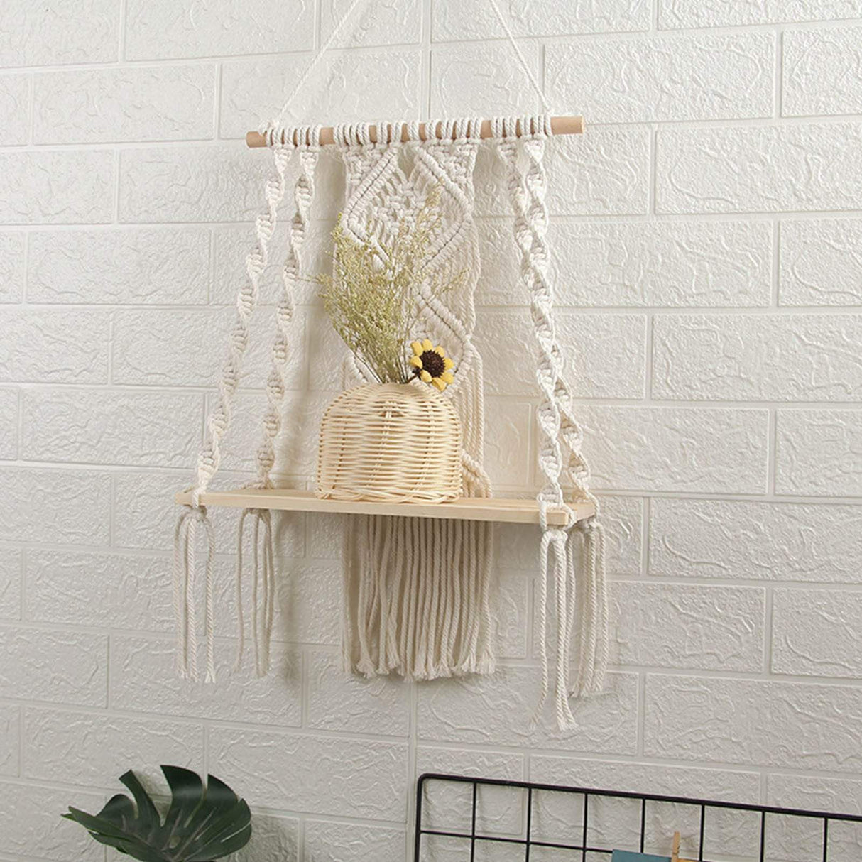 Ria Macrame Tapestry Wall Hanging Shelf