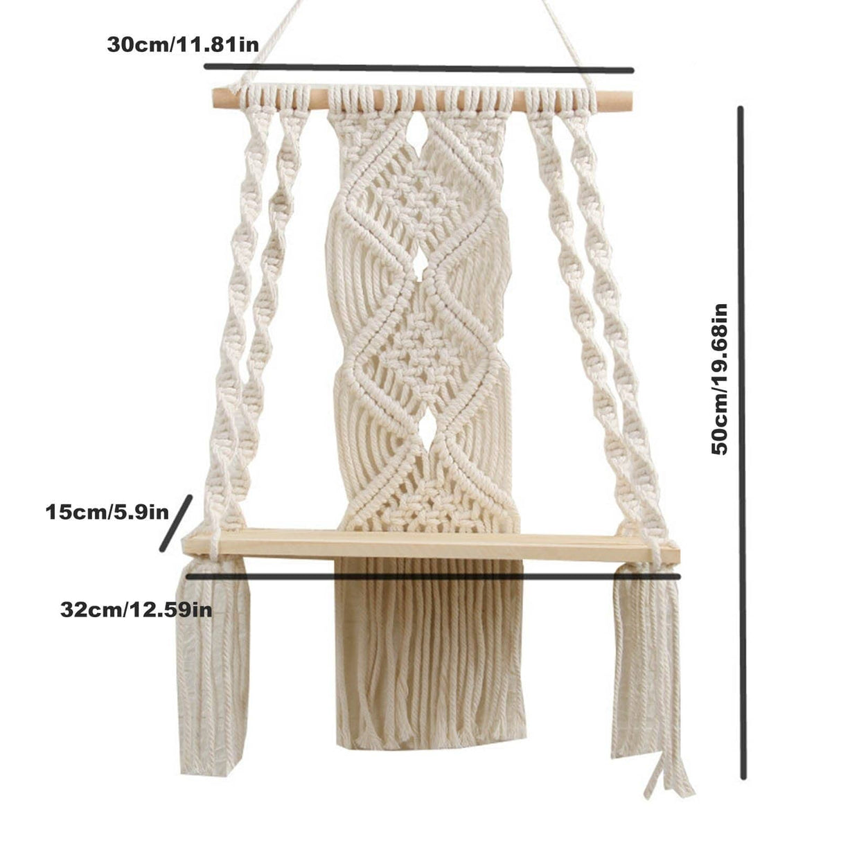 Ria Macrame Tapestry Wall Hanging Shelf