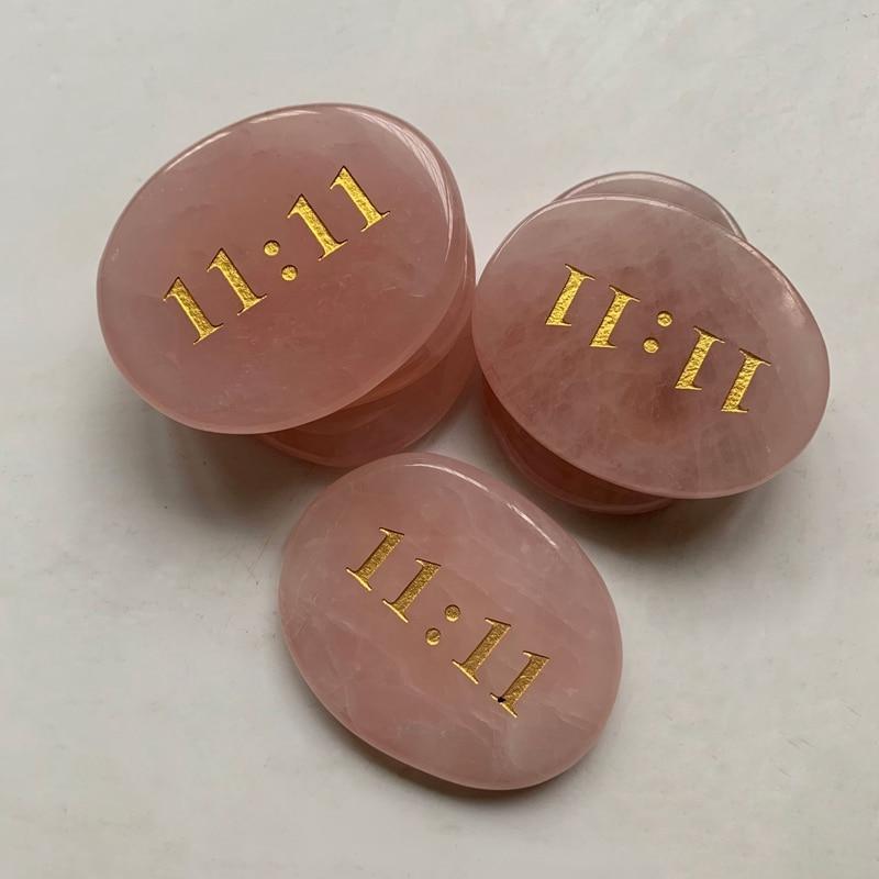 ROSE QUARTZ PALM STONE - 11:11 NUMEROLOGY LUCK STONE