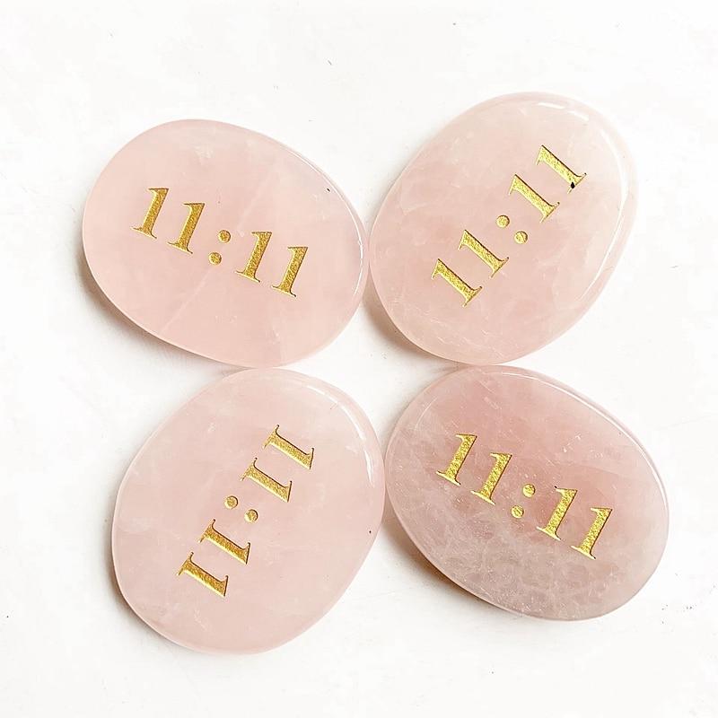 ROSE QUARTZ PALM STONE - 11:11 NUMEROLOGY LUCK STONE