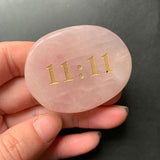 ROSE QUARTZ PALM STONE - 11:11 NUMEROLOGY LUCK STONE