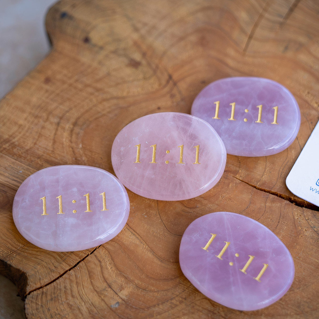 ROSE QUARTZ PALM STONE - 11:11 NUMEROLOGY LUCK STONE