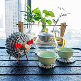 Sheep & Reindeer Snowflake Coasters with Wooden Stand