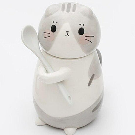 Cute Cat Coffee Mugs with Spoon