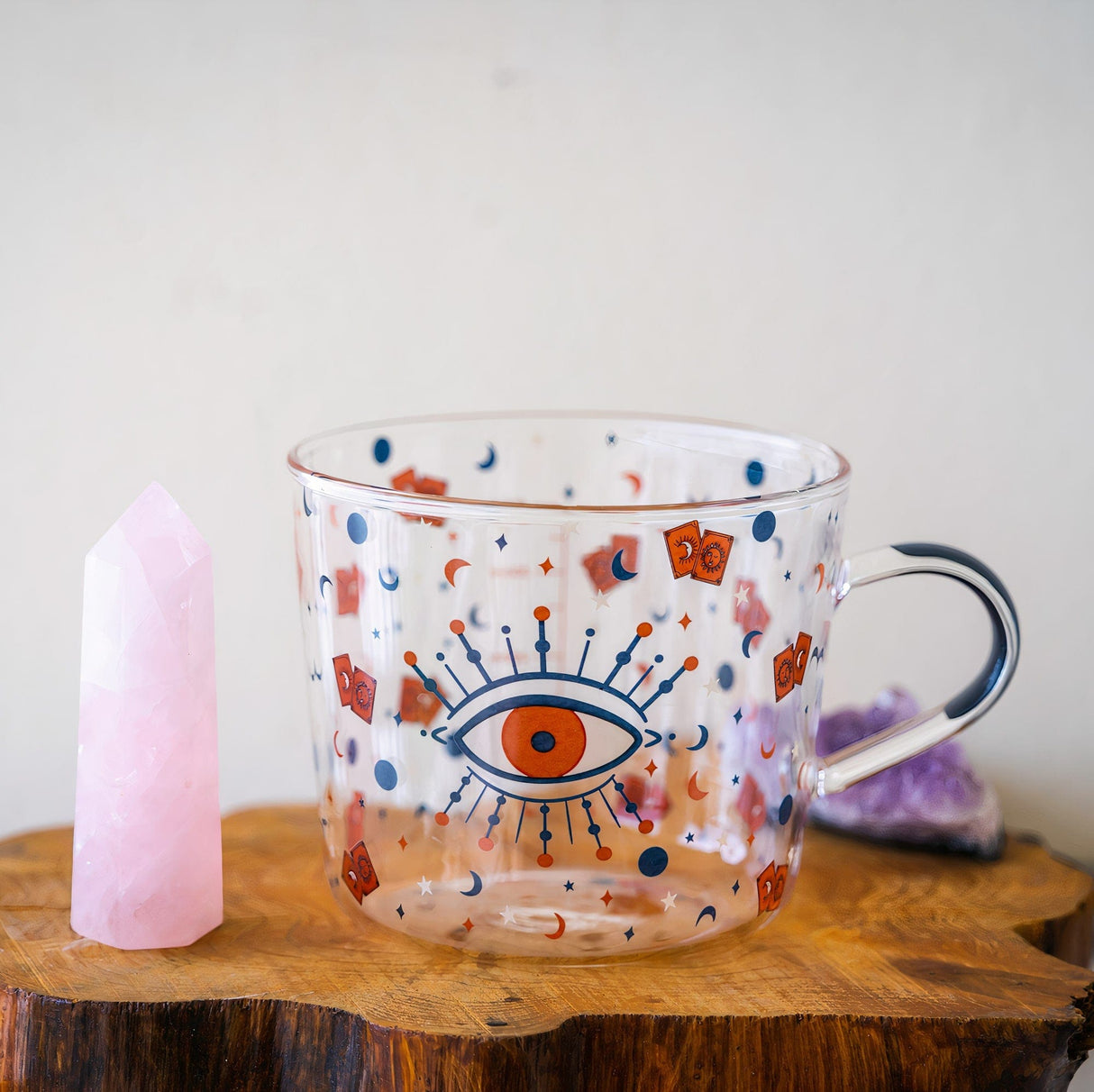 Sun & Evil Eye Glass Mug