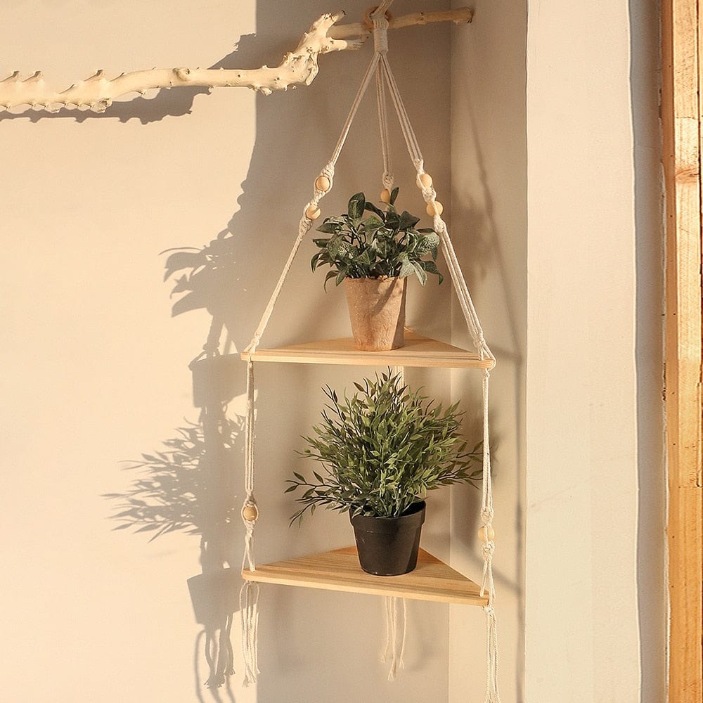 Triangle Macrame Wall Shelf