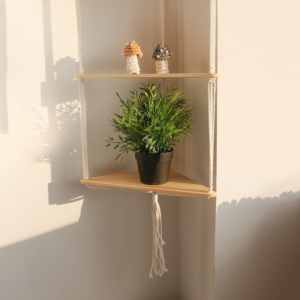 Triangle Macrame Wall Shelf