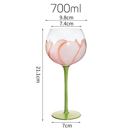Hand Painted Floral Goblet Glass