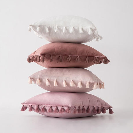 Velvet Cushion Cover with Tassels - Pillow Cover
