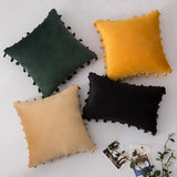 Velvet Cushion Cover with Tassels