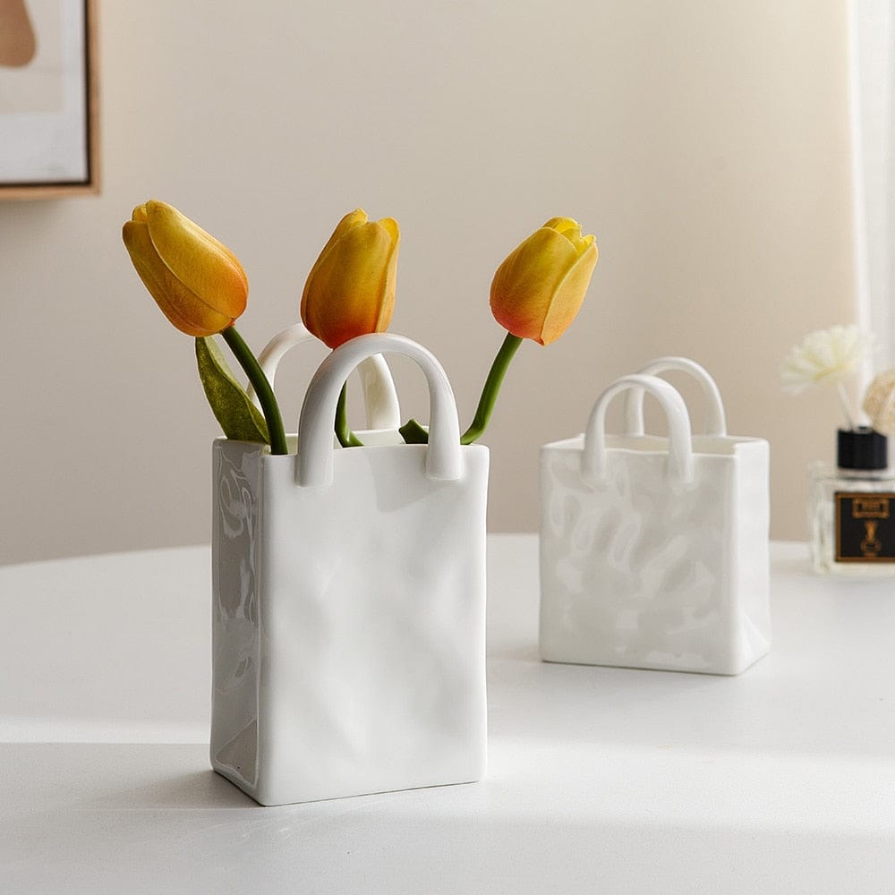 White Bag Porcelain Vase