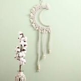 White Macrame Moon Wall Hanging Decor