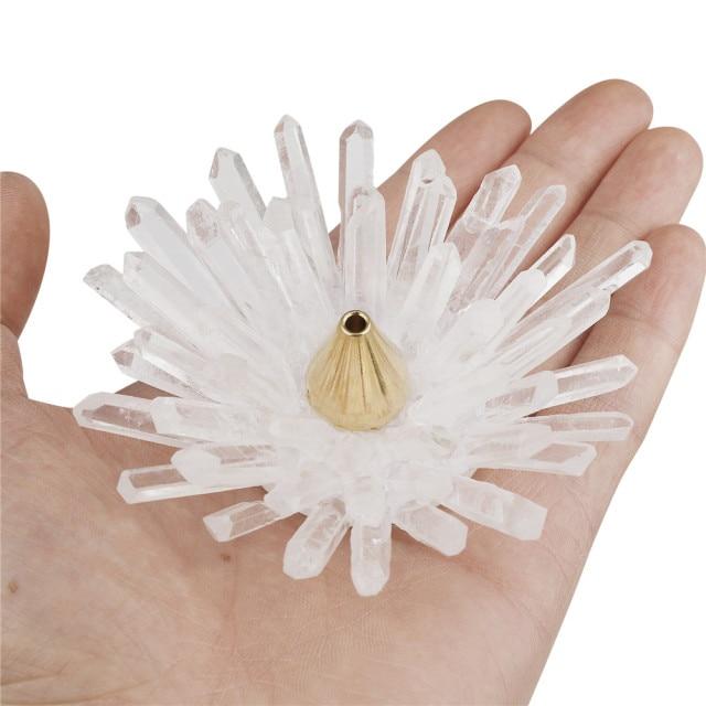 Clear Quartz Lotus-Shaped Incense Holder