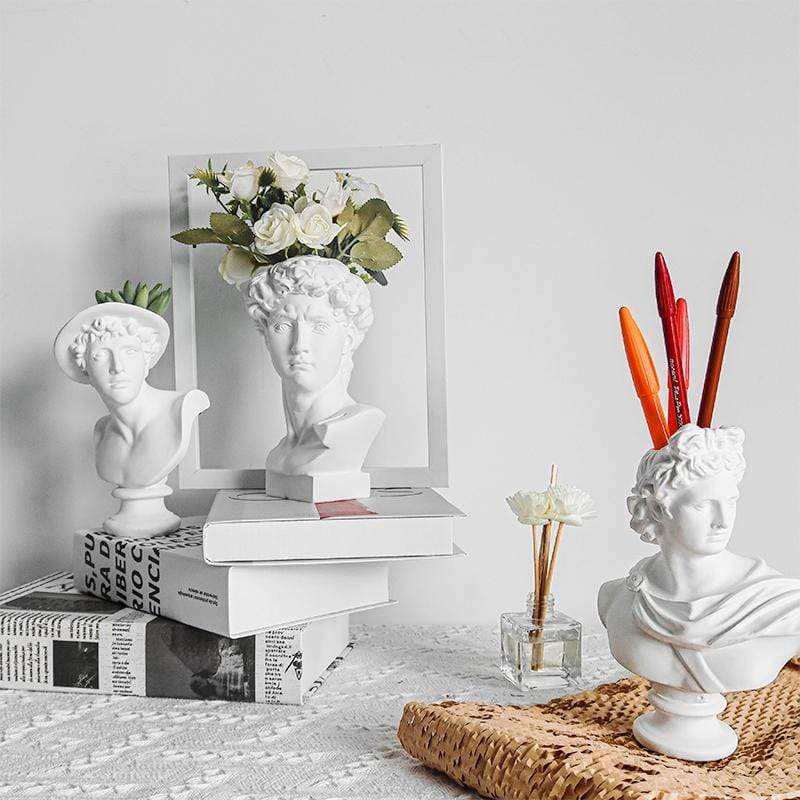 White Sculpture Head Vases