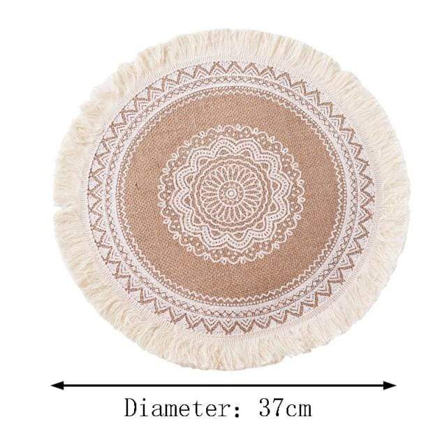 Mandala Embroidery Round Mat