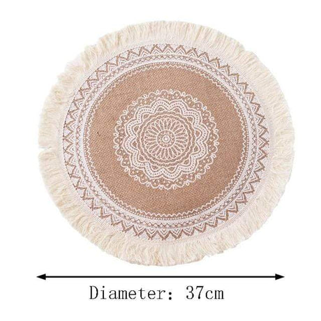 Mandala Embroidery Round Mat