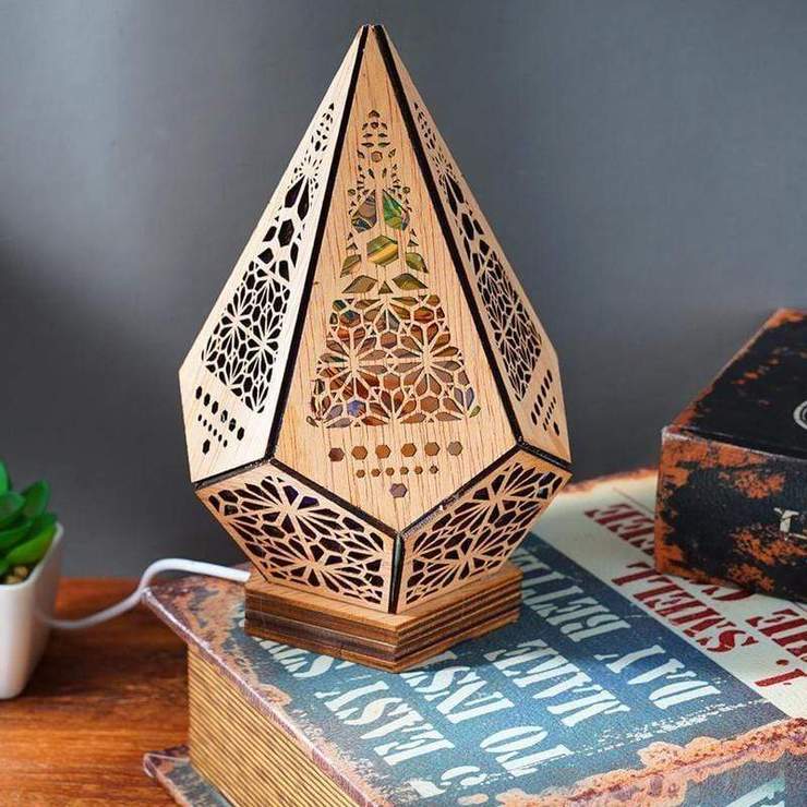 Wooden LED Projection Bohemian Night Lamp - Lighting