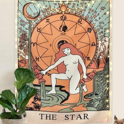 "The Star" Tarot Colored Tapestry