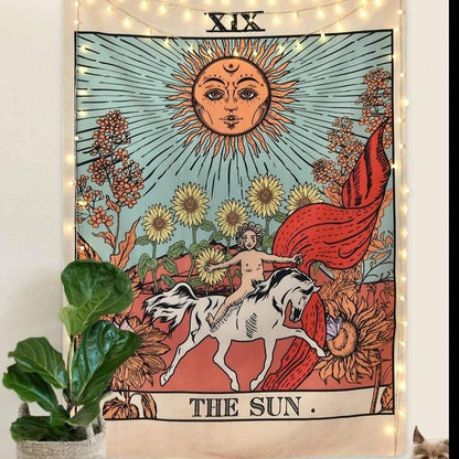 "The Sun" Tarot Colored Tapestry