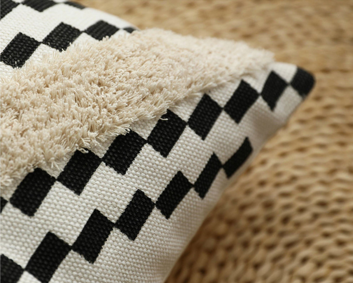 Xavier Black and White  Checkered Pillow Cover