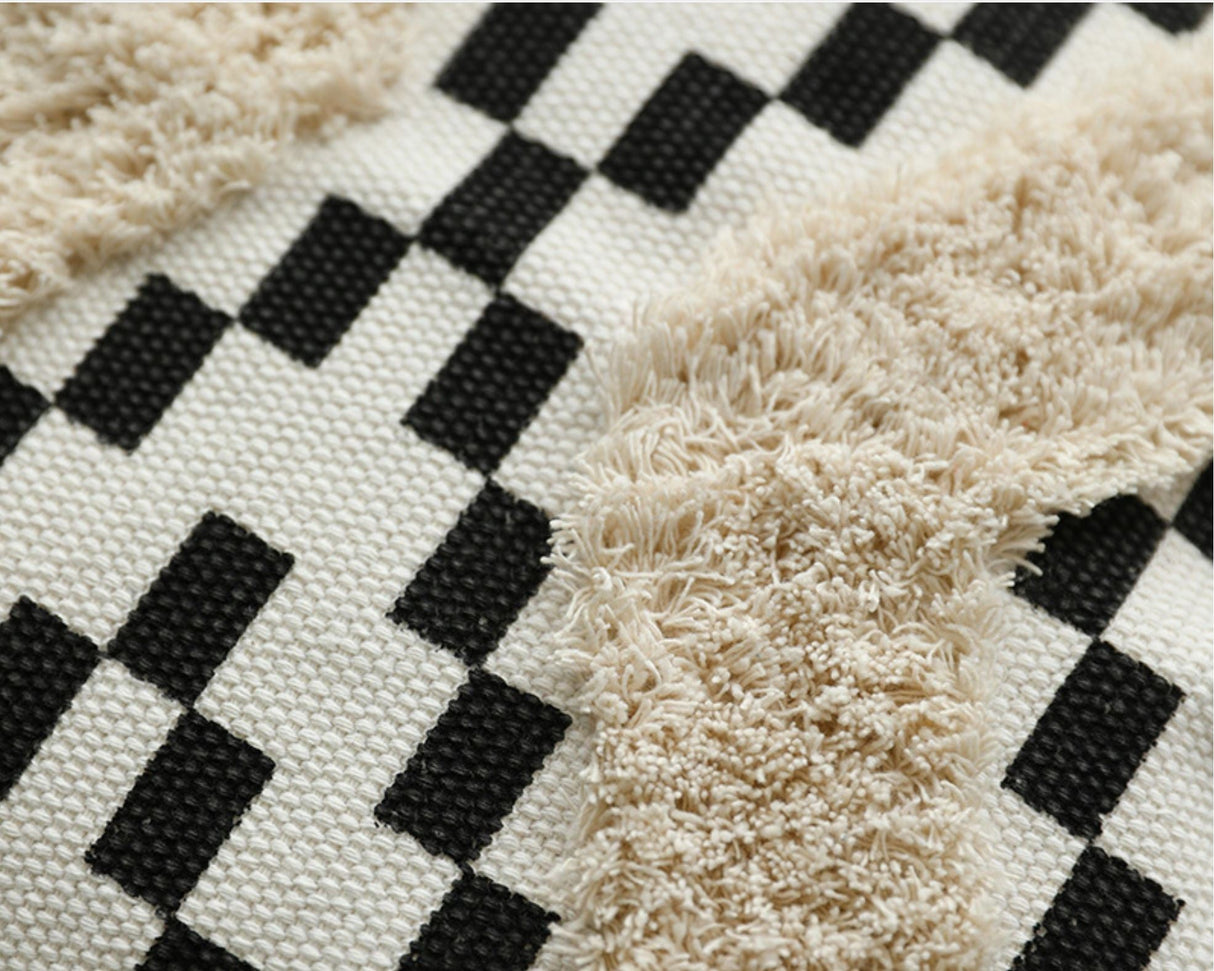 Xavier Black and White  Checkered Pillow Cover